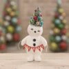 Retro Merry Snowman With Tree