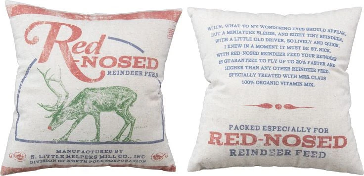 Red Nosed Reindeer Feed Pillow