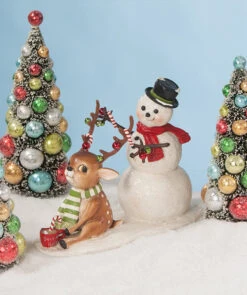 Bethany Lowe Deck The Halls, Snowman & Reindeer Duo