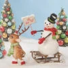Oh What Fun! Reindeer Pulling Snowman On Sled