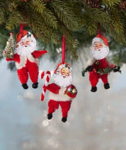 Chenille Santa Ornaments