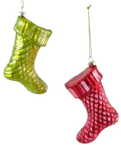 Quilted Stocking Ornaments, Glass