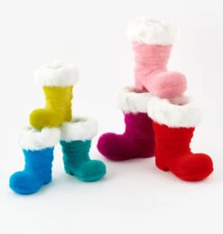 Colorful Flocked Santa Boots