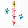 Colorful Retro Santa Ornaments, Flocked