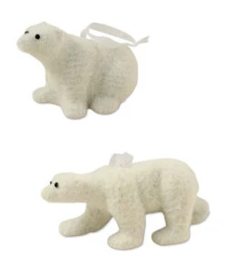Flocked Polar Bear Ornaments