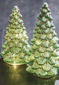 Glass Jeweled Christmas Trees With Lights