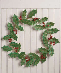 Glittered Tin Holly Wreath