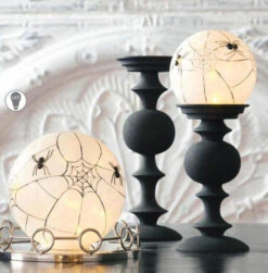 Illuminated Spooky Spider Web Globes