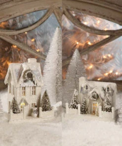Ivory Cottages Medium - Putz Christmas Houses