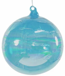 Jim Marvin Iridescent Teal Art Glass Ball Ornaments