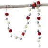 Jingle Bell Garland With Red And Cream Pom Poms