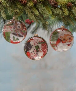 Retro Christmas Disc Ornaments