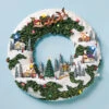 Musical Christmas Wreath Village Scene
