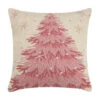 Pink Christmas Tree Hooked Pillow