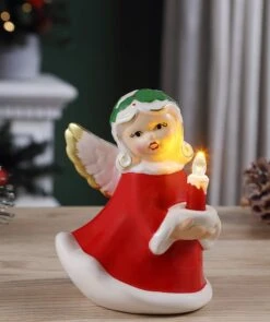 Retro Angel With Candle That Light Up