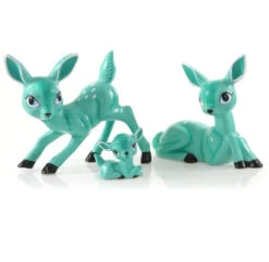 Retro Deer Family, Blue Green