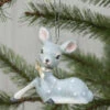 Retro Resting Blue Deer Ornament