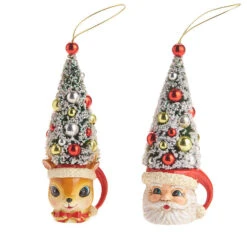 Santa And Reindeer Tree Ornaments