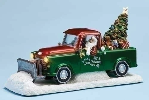 Santa's Plow Truck Music Box