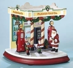 Santa's Retro Gas Station Music Box