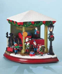 Santa's Train Station Music Box