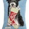 Scruffy's Christmas Stocking Treats Hooked Pillow