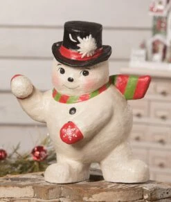 Snowball Fight Snowman, Paper Mache