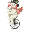 Retro Snowman On Unicycle