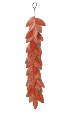Flocked Leaf Garland, Coral